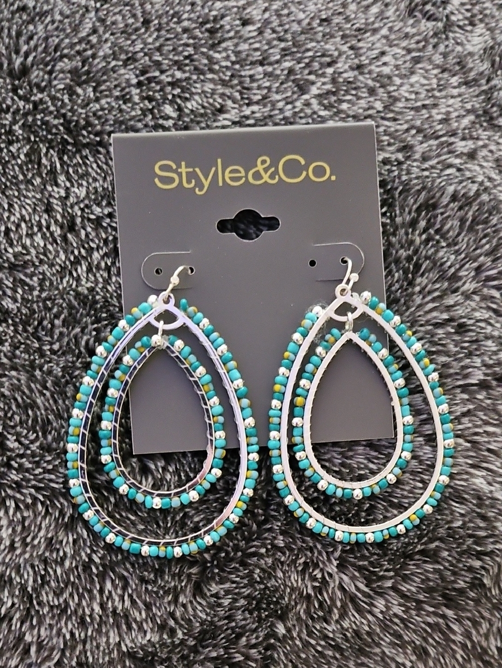 Turquoise Beaded Teardrop Earrings